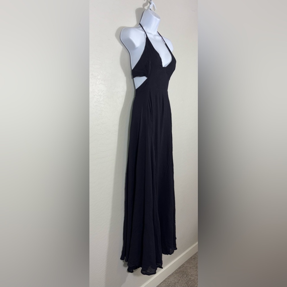 NWT Free People Lille Sheer Gauzy Halter Neckline Maxi Dress Bell‎ accents XS - Picture 4 of 10